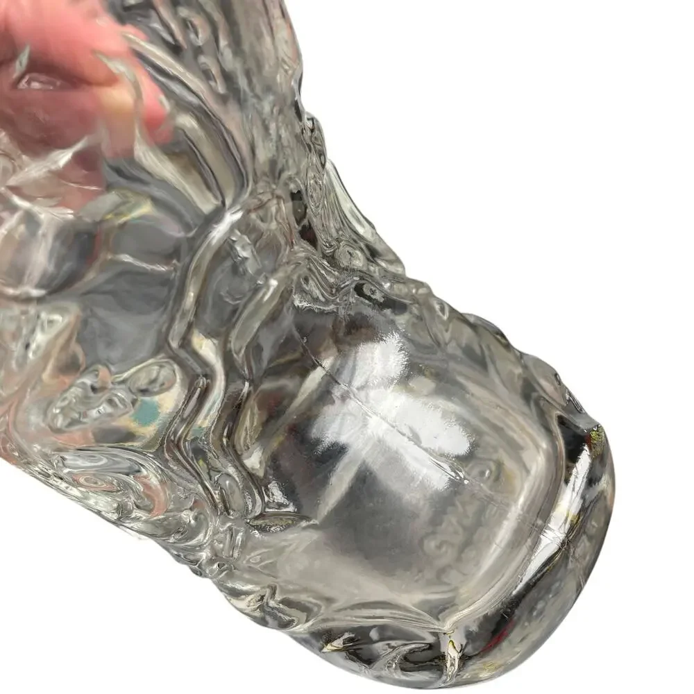 Vintage Clear Glass Cowboy Boot Mug Libbey of Canada Embossed w/ Handle Western